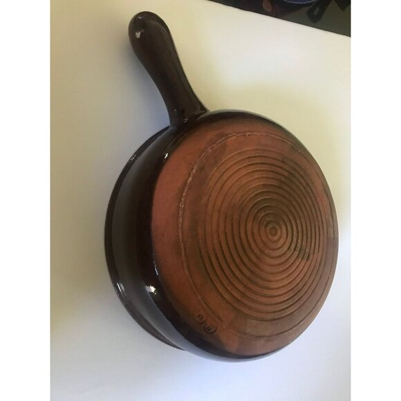 Vtg Extra large Terracotta Earthen Cooking Pan Italian Heavily Glazed 28 - Picture 7 of 10